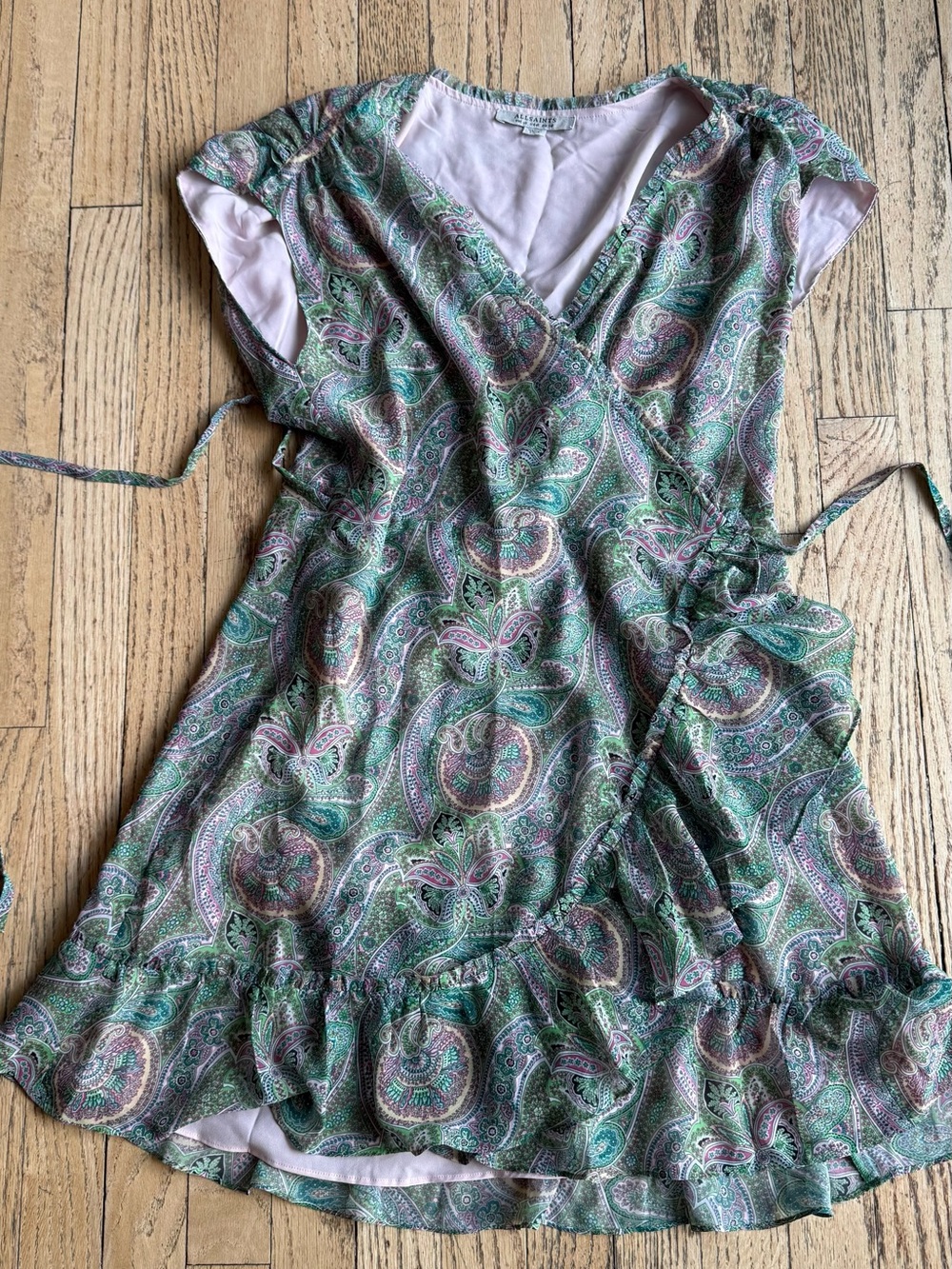 Allsaints Womens Green Multicolor Floral Zini Shahmina V Neck Wrap
Dress Size 6